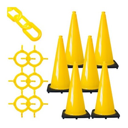 Gec Mr. Chain Traffic Cone & Chain Kit, Yellow 93202-6